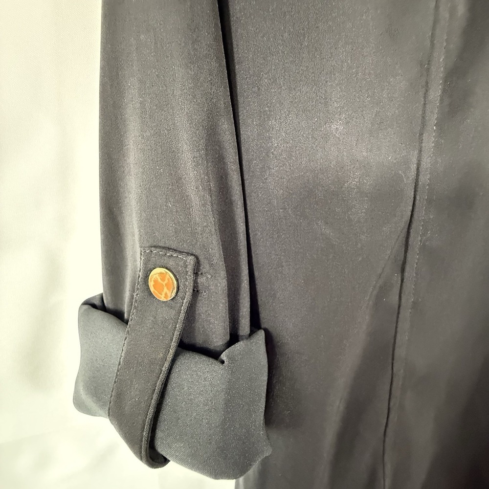 Black Long Sleeve Suzan Craver Zip Up 3/4 Adjustable Sleeves, Gold Detailing 2 - Picture 4 of 7